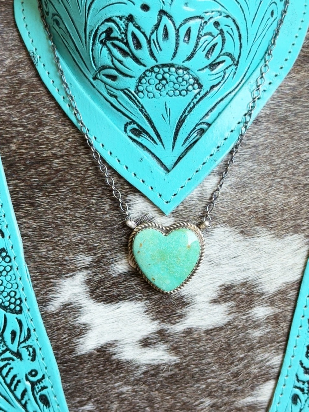 Native Donovan Nez turquoise heart necklace